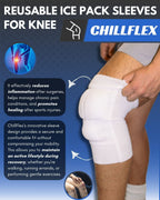 Chillflex Reusable Ice Pack Sleeves for Knee - 2 Pack Compression Sleeves for Knee Pain Relief - Great For Tendonitis, ACL, Patella, Post-Surgery Relief - Enhances Mobility & Recovery