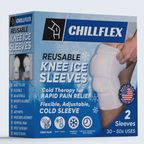 Chillflex Reusable Ice Pack Sleeves for Knee - 2 Pack Compression Sleeves for Knee Pain Relief - Great For Tendonitis, ACL, Patella, Post-Surgery Relief - Enhances Mobility & Recovery