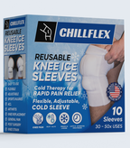 Chillflex Reusable Ice Pack Sleeves for Knee - 10-Pack Compression Sleeves for Knee Pain Relief - Great For Tendonitis, ACL, Patella, Post-Surgery Relief - Enhances Mobility & Recovery